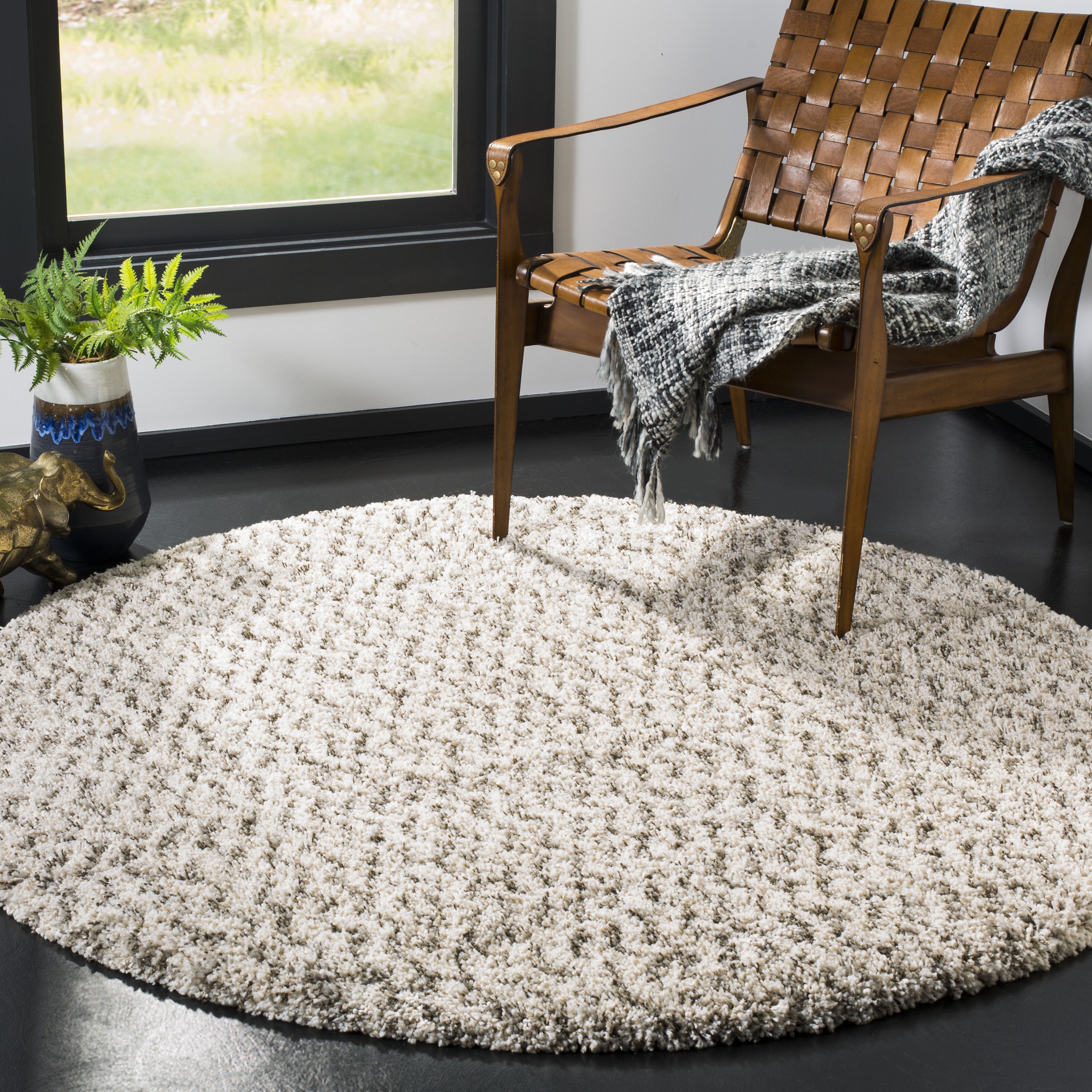 Arlo Home Woven Area Rug, SGH330A, Ivory/Grey,  5' X 5' Round - Image 1