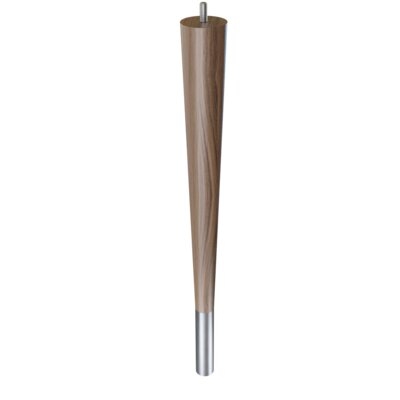 6" Round Tapered Walnut Leg With 1" Brushed Aluminum Ferrule And Clear Finish (Pack Of 4) - Image 0