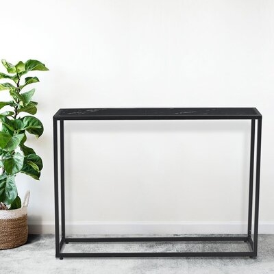 Sofa Sidetable , Minilalist Porch Table, Console Table, Marble Aboards Panel, Metal Legs, Rectangle 41.73" L - Image 0