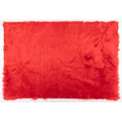 Mercer41 Faux Sheepskin Fur Collection 2Ft X 3Ft Red Area Rugs - Image 0