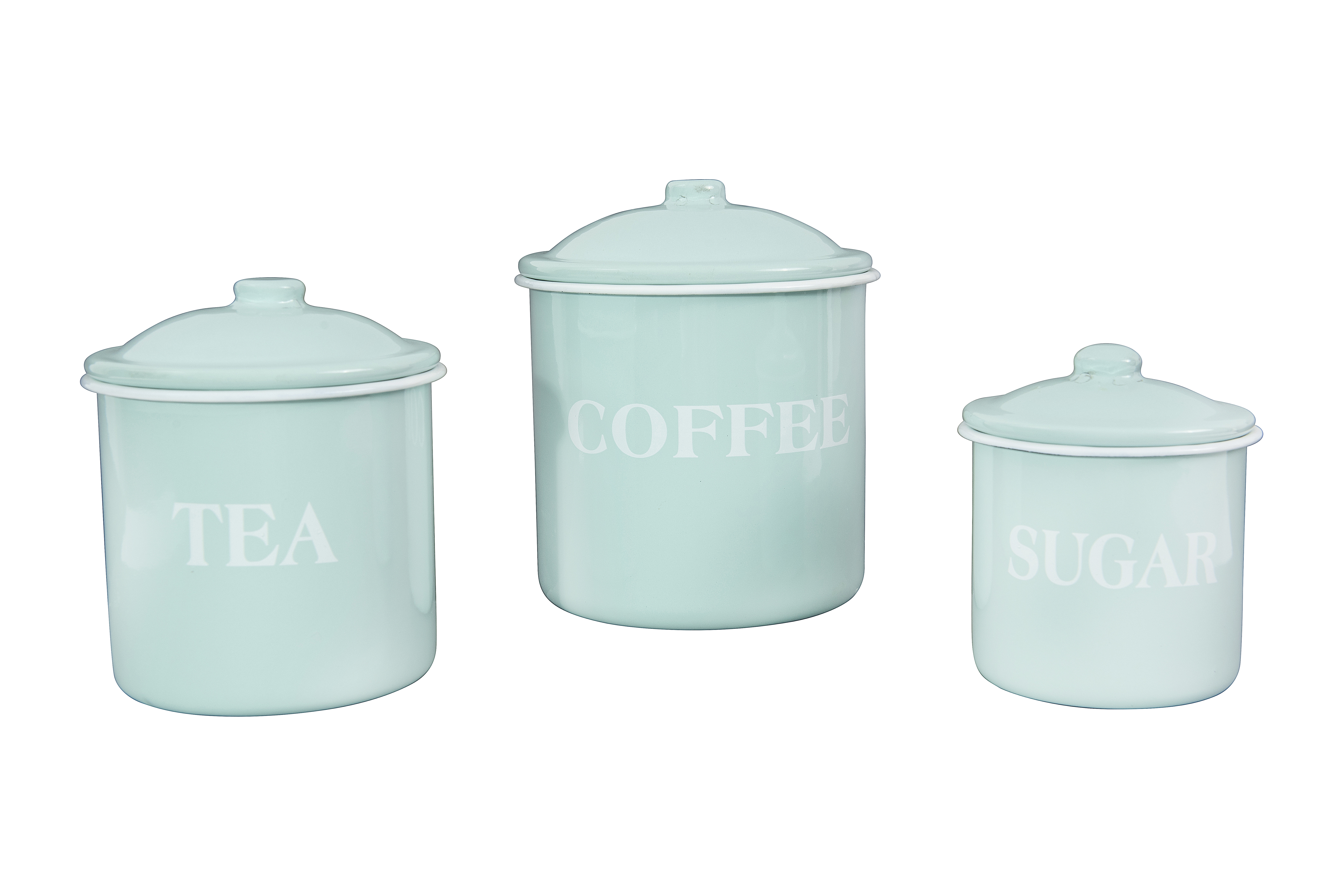 Metal Containers with Lids, "Coffee", "Tea", "Sugar" (Set of 3 Sizes/Designs) - Image 0