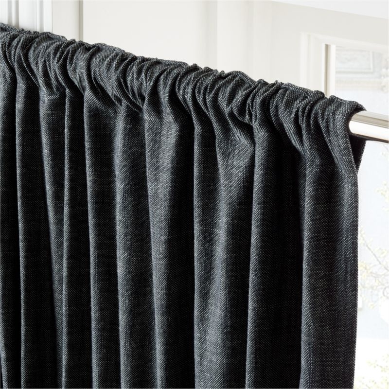 Harlon Textured Cotton Viscose White and Dark Grey Curtain Panel 48"x96" - Image 2