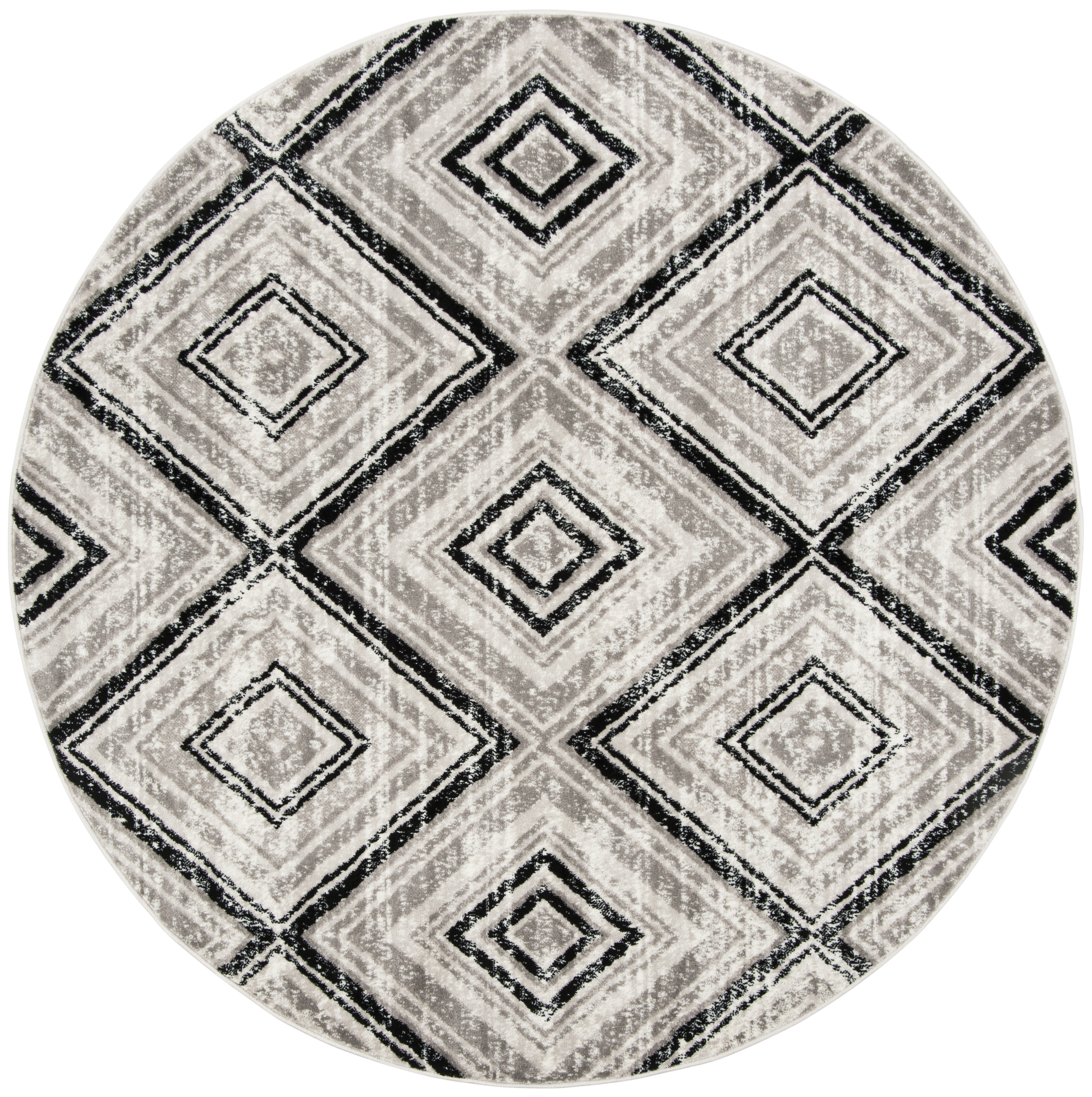 Arlo Home Woven Area Rug, SKY120J, Grey/Black,  6' 7" X 6' 7" Round - Image 0
