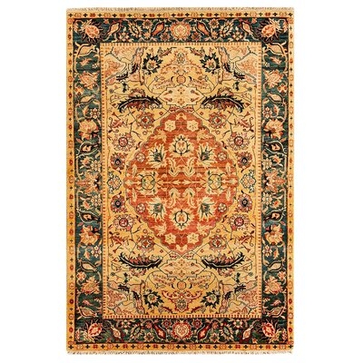 Hand Knotted Wool Green/Beige Rug - Image 0