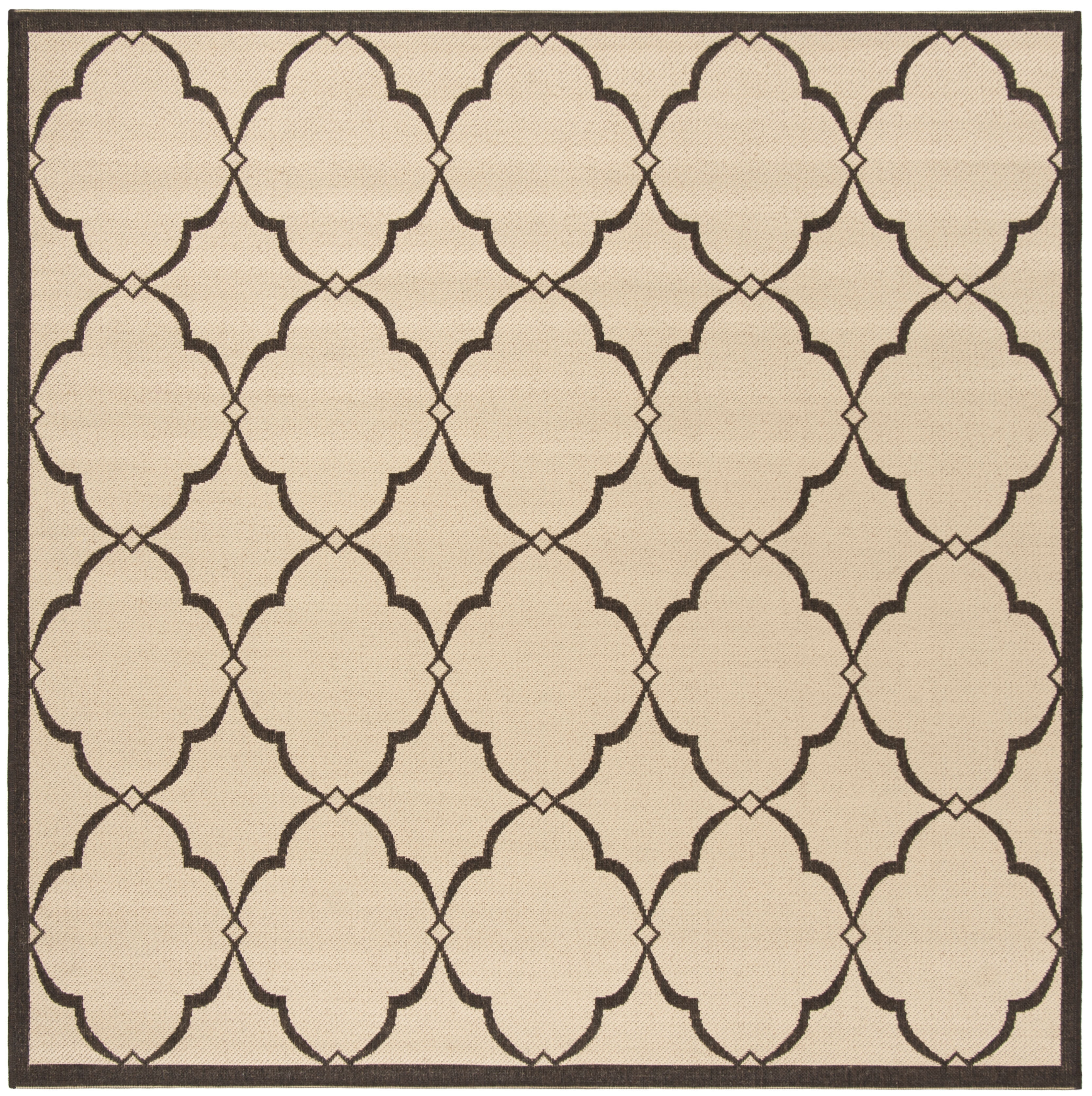 Arlo Home Indoor/Outdoor Woven Area Rug, LND125U, Cream/Brown,  6' 7" X 6' 7" Square - Image 0