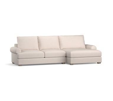 Canyon Roll Arm Upholstered Left Arm Sofa with Double Chaise SCT, Down Blend Wrapped Cushions, Performance Heathered Basketweave Dove - Image 2