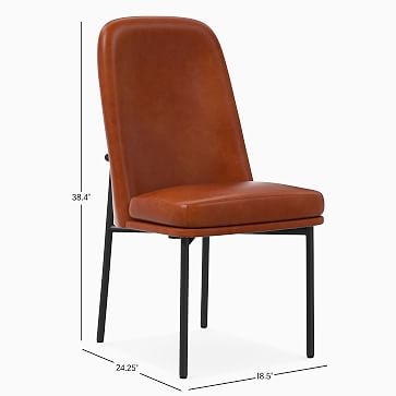 Jack Metal Frame High Back Dining Chair, Sierra Leather, Black, Dark Bronze - Image 1