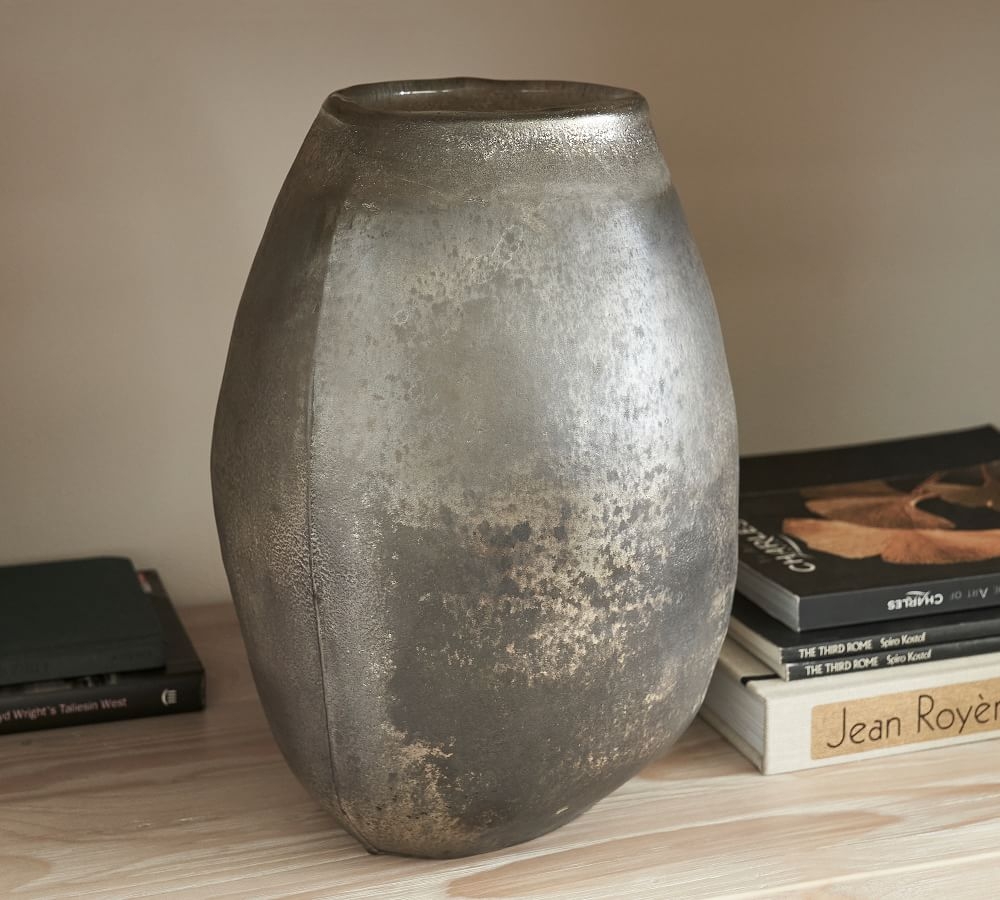 Buried Glass Vase, Black, Tall Round - Image 2