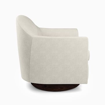 Haven Swivel Chair, Poly, Textured Crosshatch, Feather Gray, Dark Walnut - Image 3