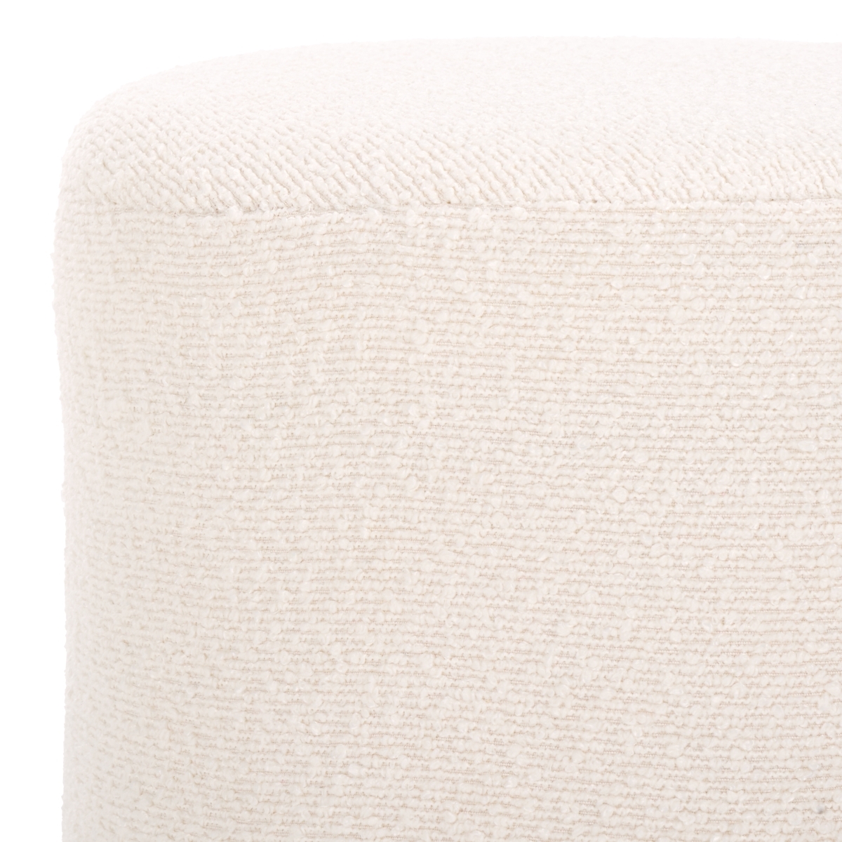 Jessa Round Boucle Ottoman - Ivory/Brass - Image 2