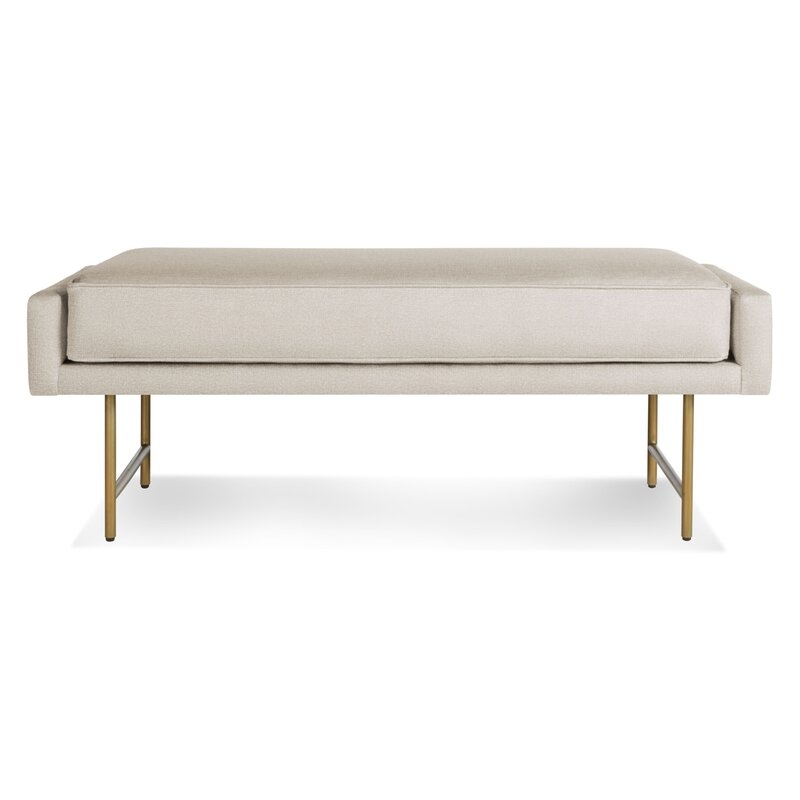 Blu Dot Bank Bench Upholstery: Sanford Linen, Color: Brass - Image 0