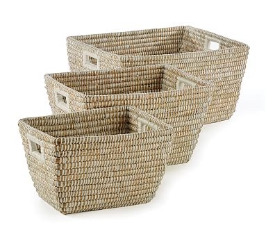 Dahlia Woven Rivergrass Baskets, Set of 3 - Rectangle - Image 0