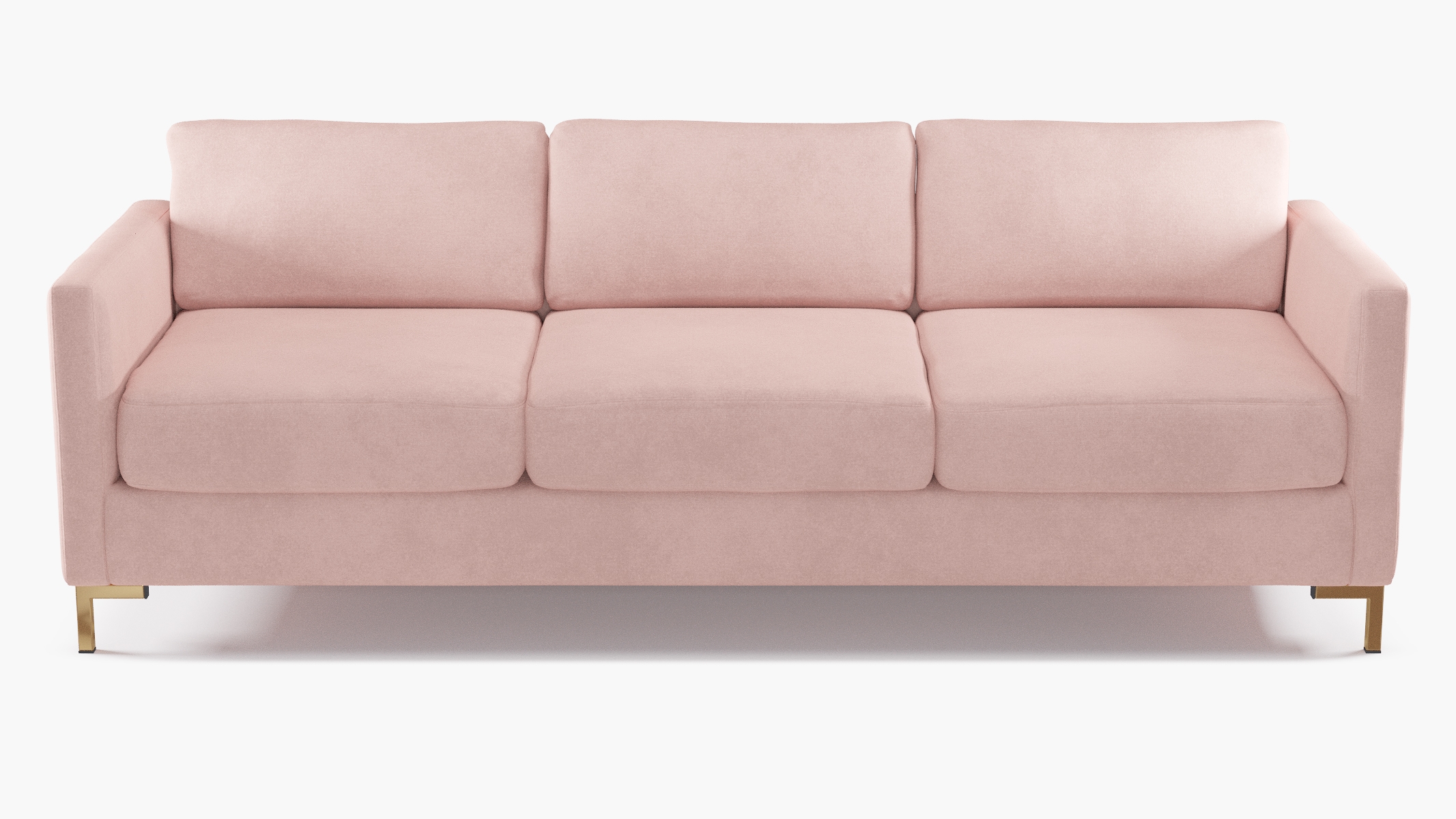 Modern Sofa, Blush Classic Velvet, Brass - Image 0