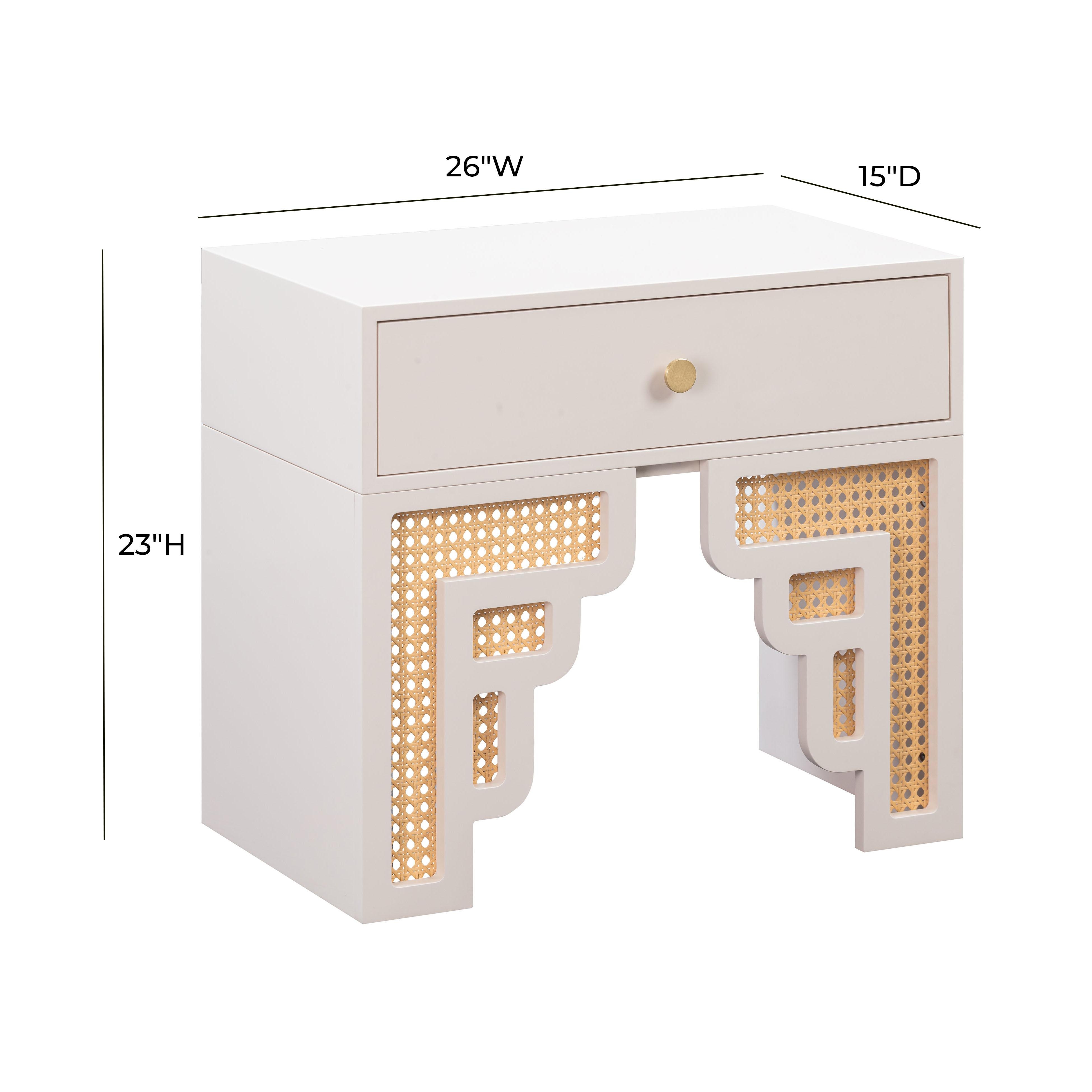 Suzie Cream & Rattan Nightstand - Image 4