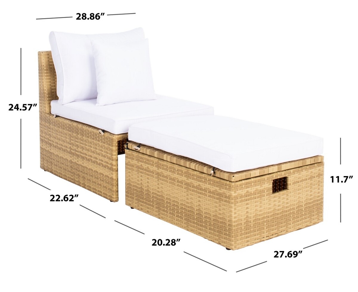 Pramla Outdoor Sette With Otto - Natural/White - Safavieh - Image 8
