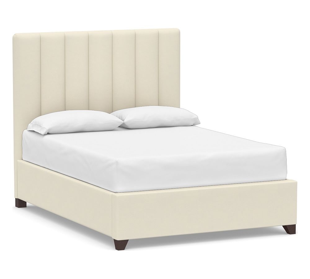 Kira Channel Tufted Upholstered Bed, California King, Park Weave Ivory - Image 0