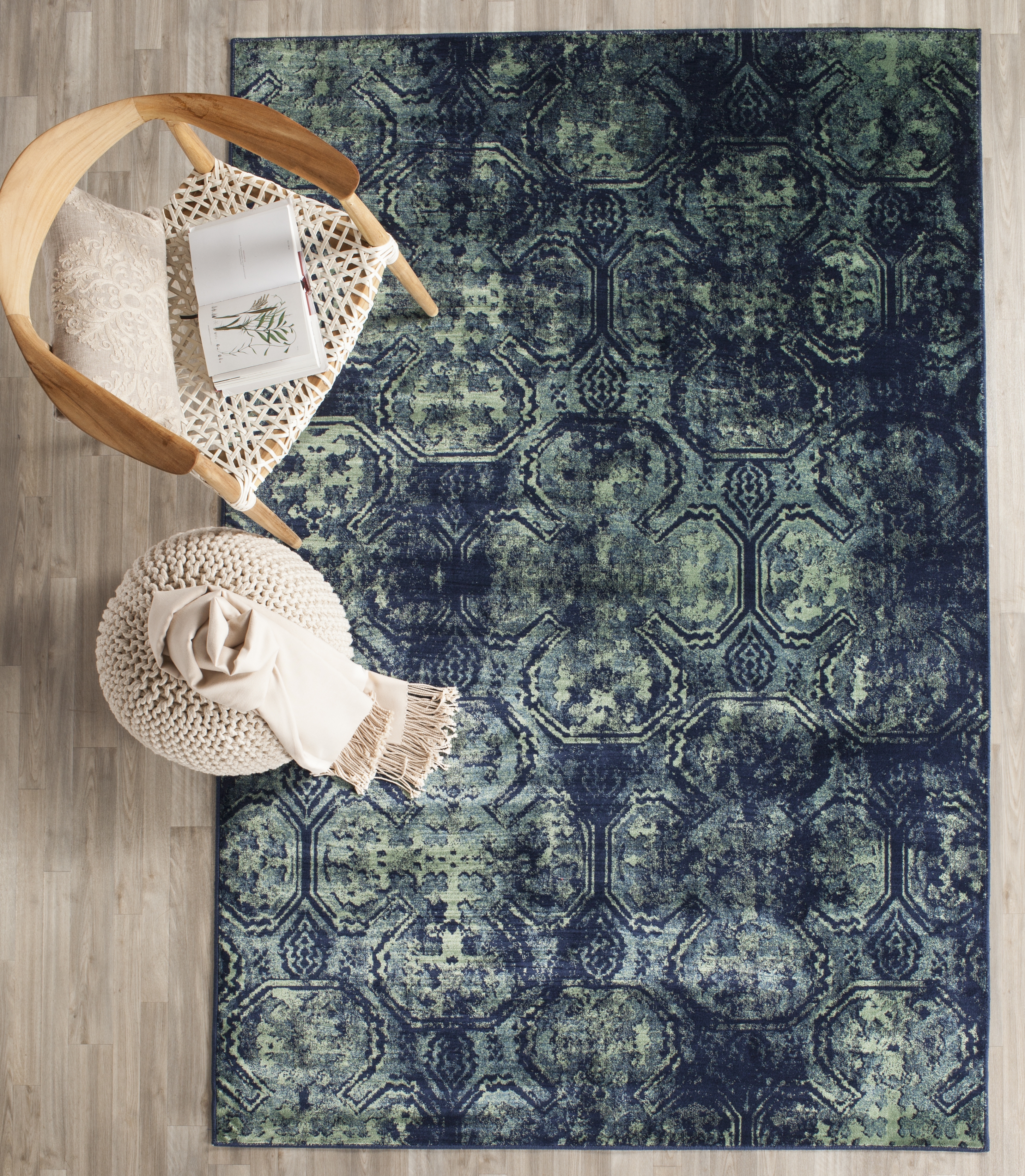 Arlo Home Woven Area Rug, VTG197-2330, Navy,  8' X 11' 2" - Image 0