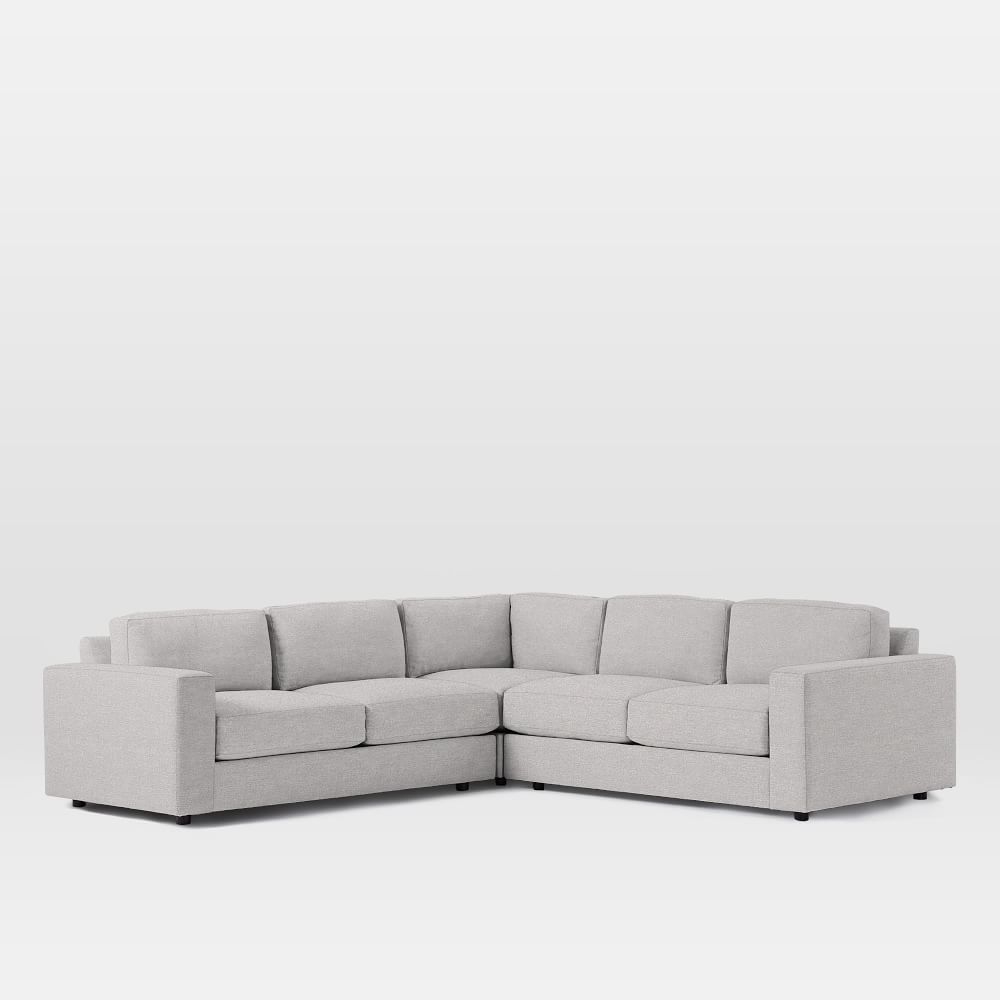 Urban 106" 3-Piece L-Shaped Sectional, Chenille Tweed, Frost Gray, Down Blend Fill - Image 0