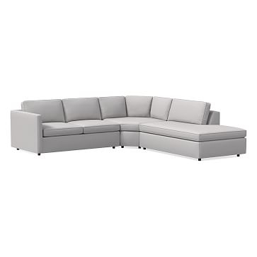 Harris Sectional Set 49: Right Arm 65" Sofa, Wedge, Left Arm Bumper Chaise, Poly, Performance Washed Canvas, White, Concealed Supports - Image 1
