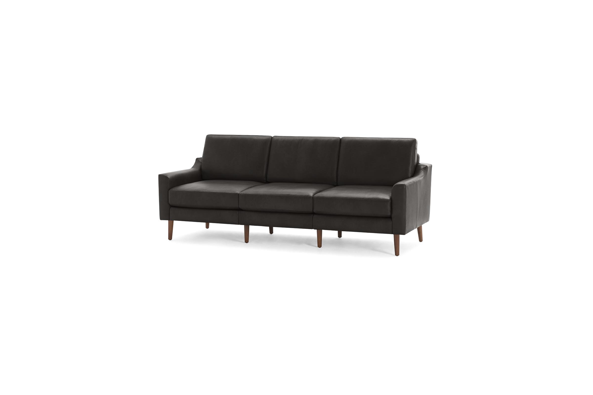 The Slope Nomad Leather Sofa in Slate, Walnut Legs - Image 0
