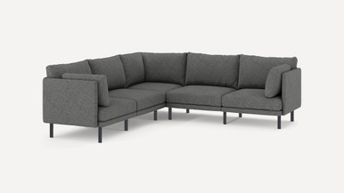 Field 5-Piece Sectional - Ivory - Performance Boucle / Black - Metal - Image 1