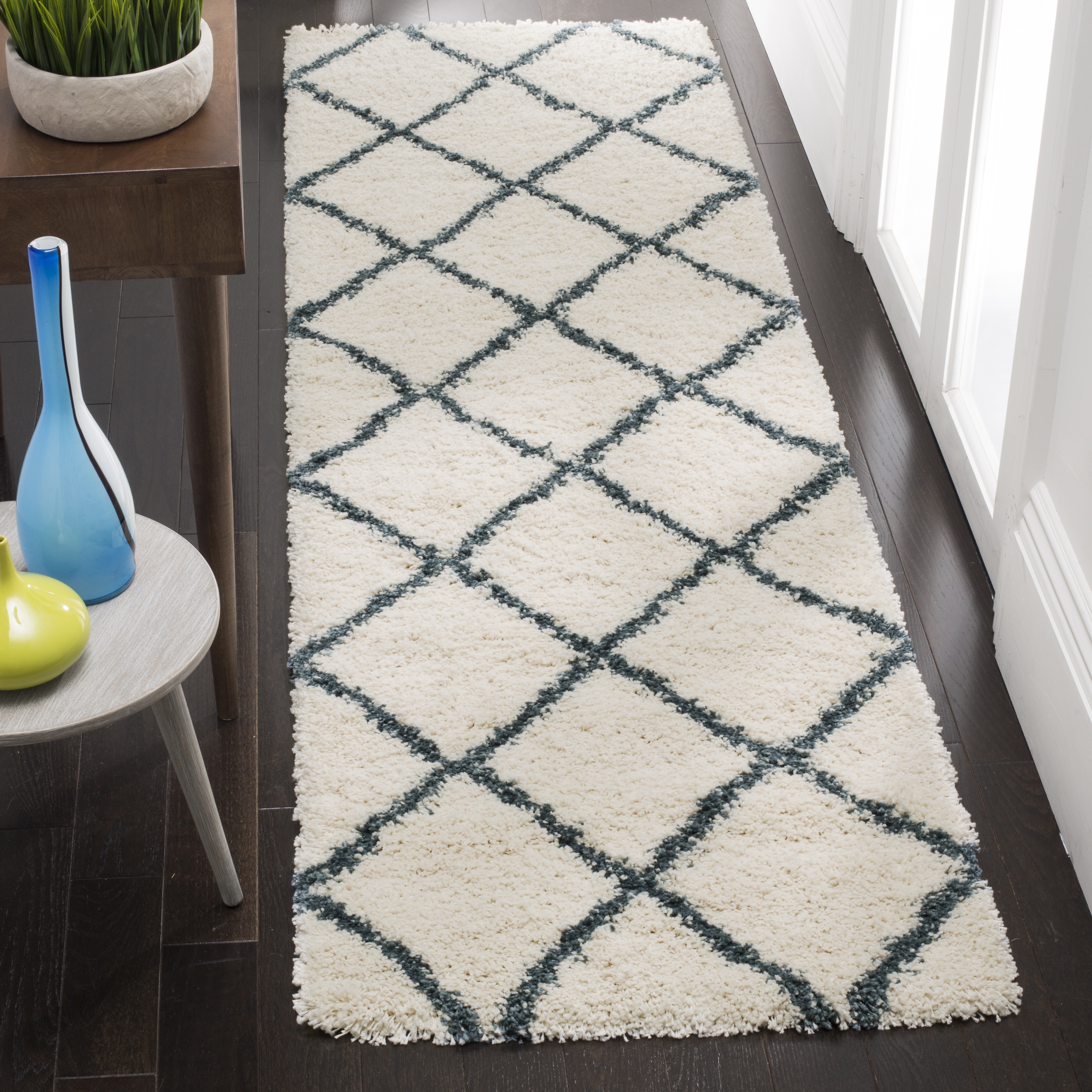 Arlo Home Woven Area Rug, SGH281T, Ivory/Slate Blue,  2' 3" X 10' - Image 1