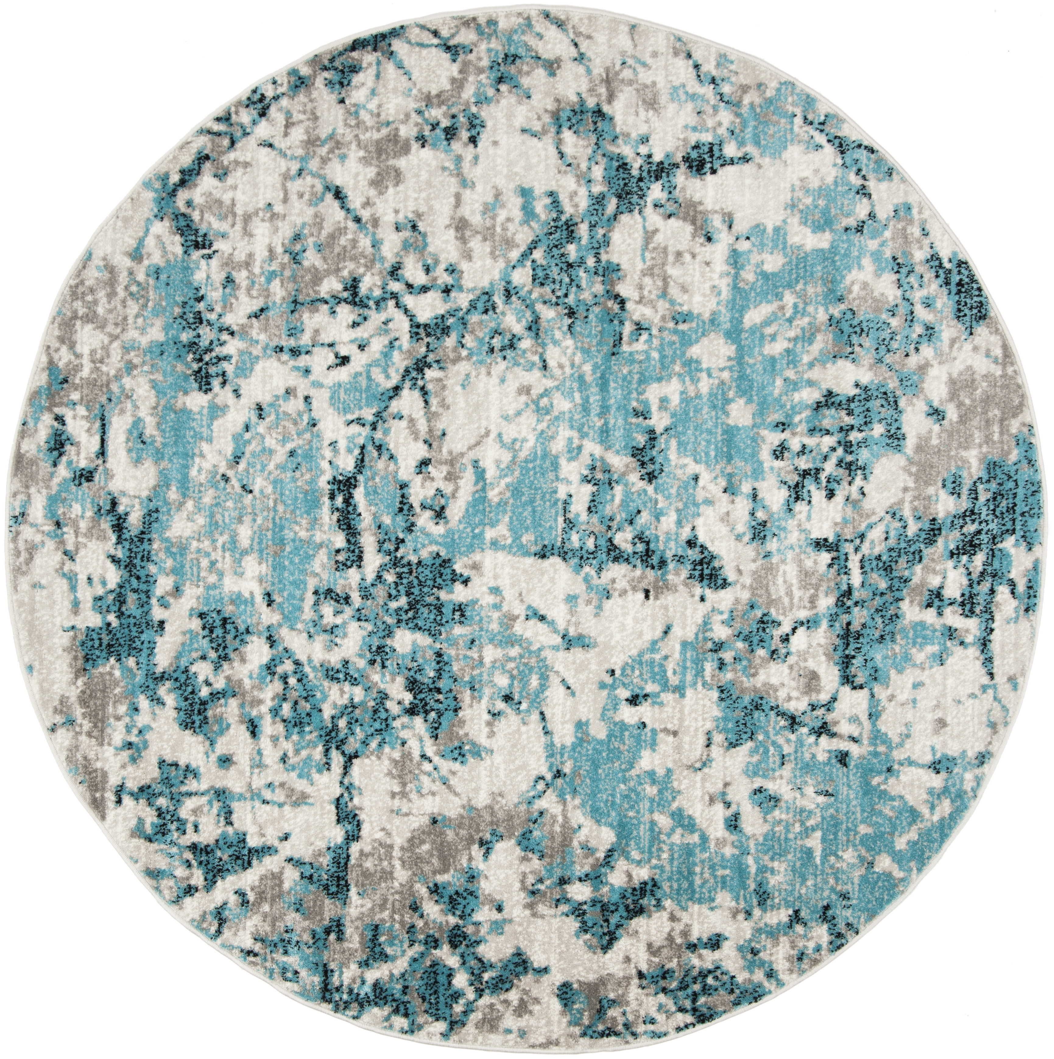 Arlo Home Woven Area Rug, SKY186M, Blue/Ivory,  6' 7" X 6' 7" Round - Image 0