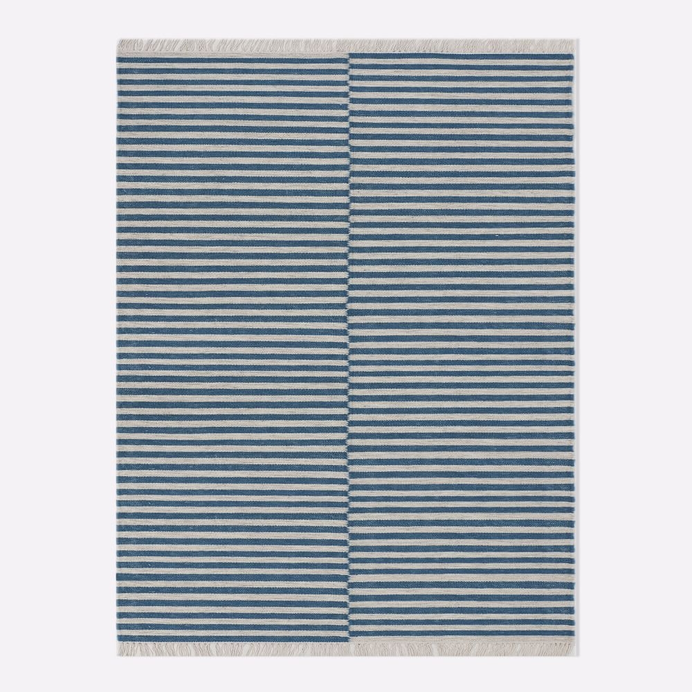 Staggered Stripe Rug, 8x10, Blue Teal - Image 0