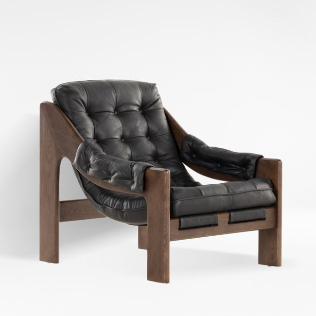 Halston Tufted Black Leather Accent Chair - Image 0