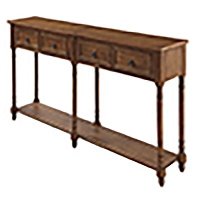 Console Table Sofa Table With Drawers Console Tables For Entryway With Drawers And Long Shelf Rectangular (Antique Walnut) - Image 0