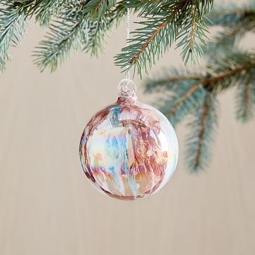 Marble Ball Ornament, Glass, Pink - Image 0