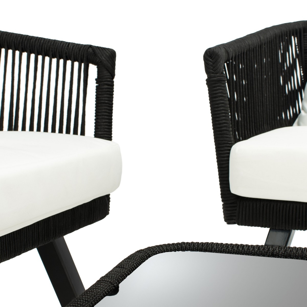 Belmi 4 Pc Rope Living Set - Black/Beige - Safavieh - Image 3