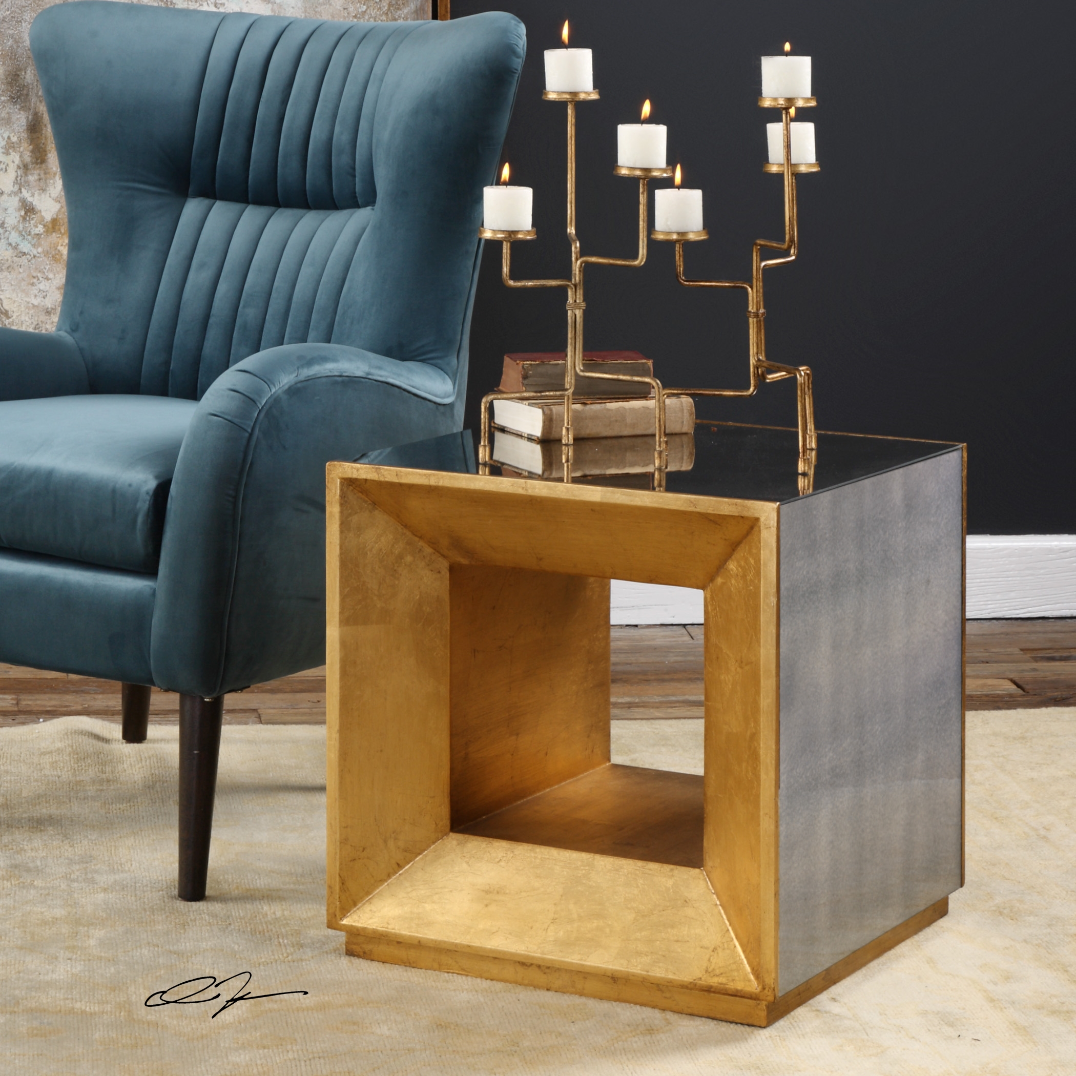 Flair Gold Cube Table - Image 0