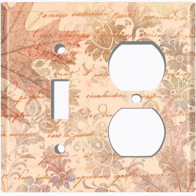 Metal Light Switch Plate Outlet Cover (Light Blue Leaf Letter Writing  - Single Toggle Single Duplex) - Image 0