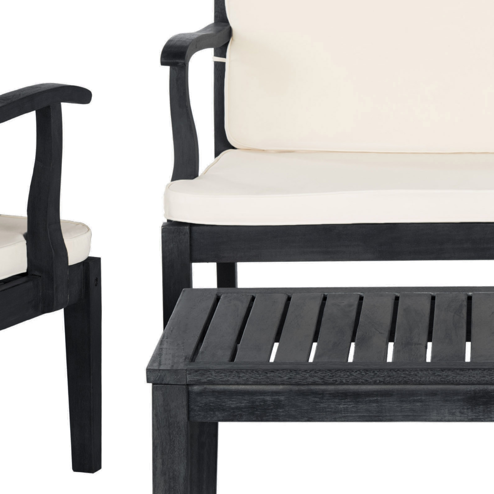 Del Mar 4 Piece Outdoor Set - Dark Slate Grey/Beige - Safavieh - Image 2