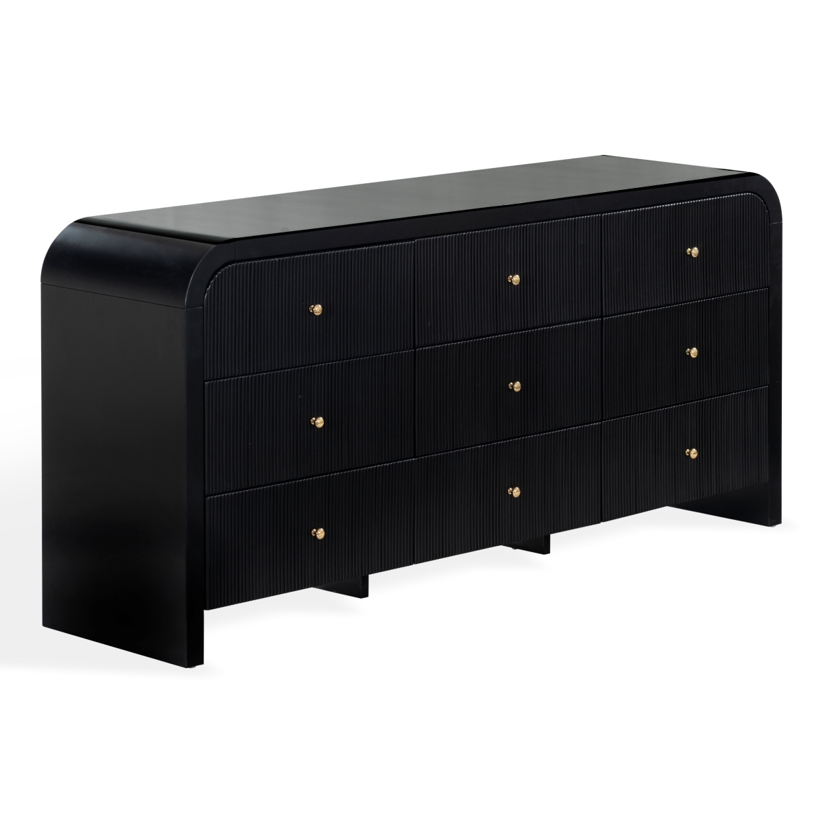 Liabella 9 Drawer Curv Dresser - Black / Gold - Image 5