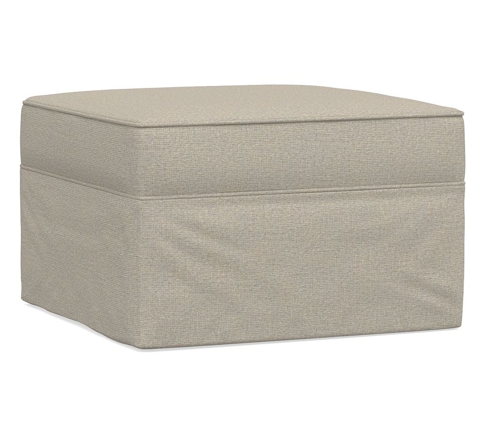 Pearce Roll Arm Slipcovered Sectional Ottoman, Polyester Wrapped Cushions, Performance Boucle Fog - Image 0