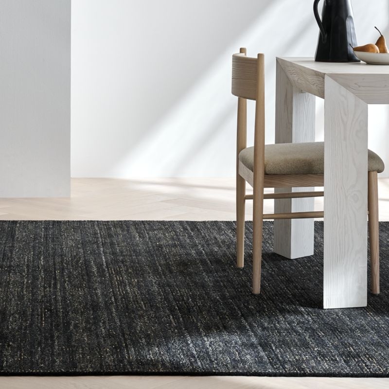 Whistler Viscose and Jute Blend Distressed Charcoal Black Area Rug 6'x9' - Image 1