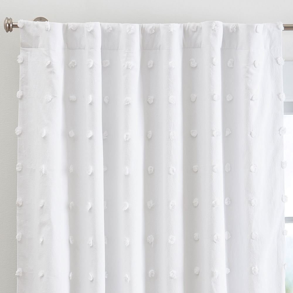 Tufted Dot Blackout Curtain Set of 2, White, 52" x 96" - Image 0