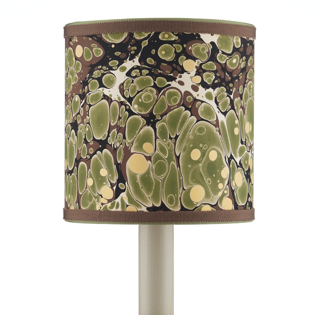 Currey & Company 5"" H x 5"" W Paper Drum Candelabra Shade (Clip on) in Green/Brown/Beige - Image 0