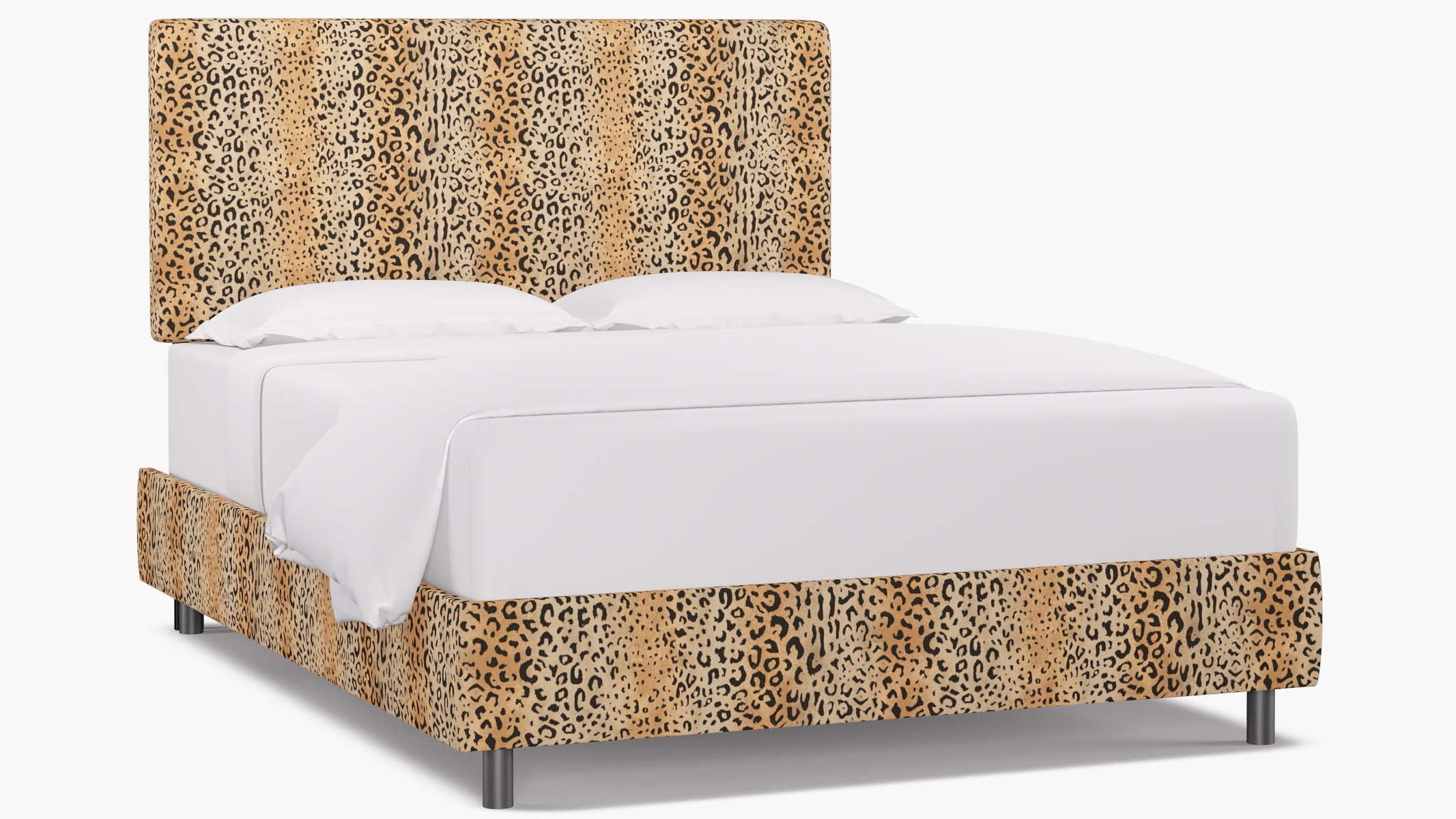 Square Back Bed, Leopard, Queen - Image 1