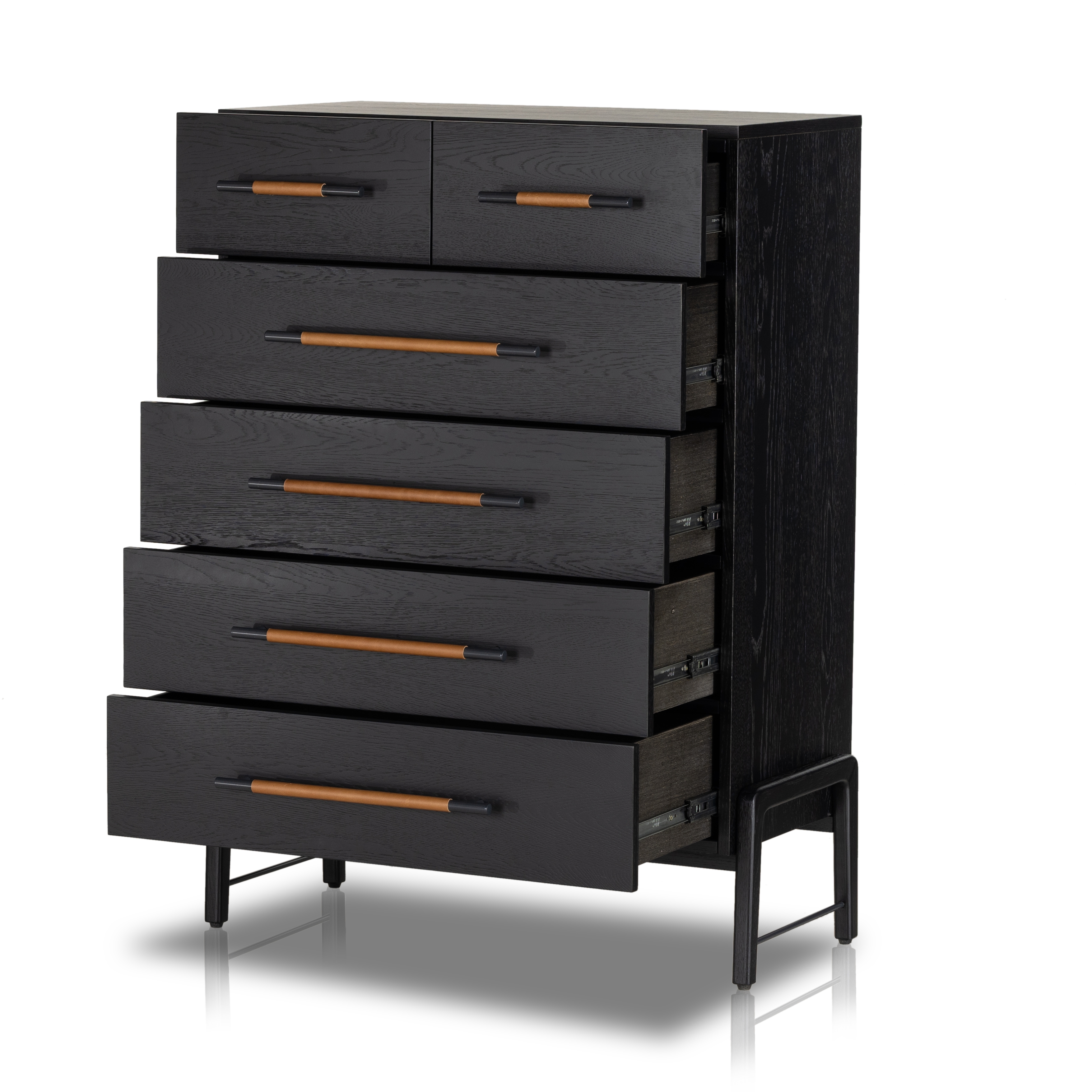 Rosedale 6 Drawer Tall Dresser-Ebony Oak - Image 4