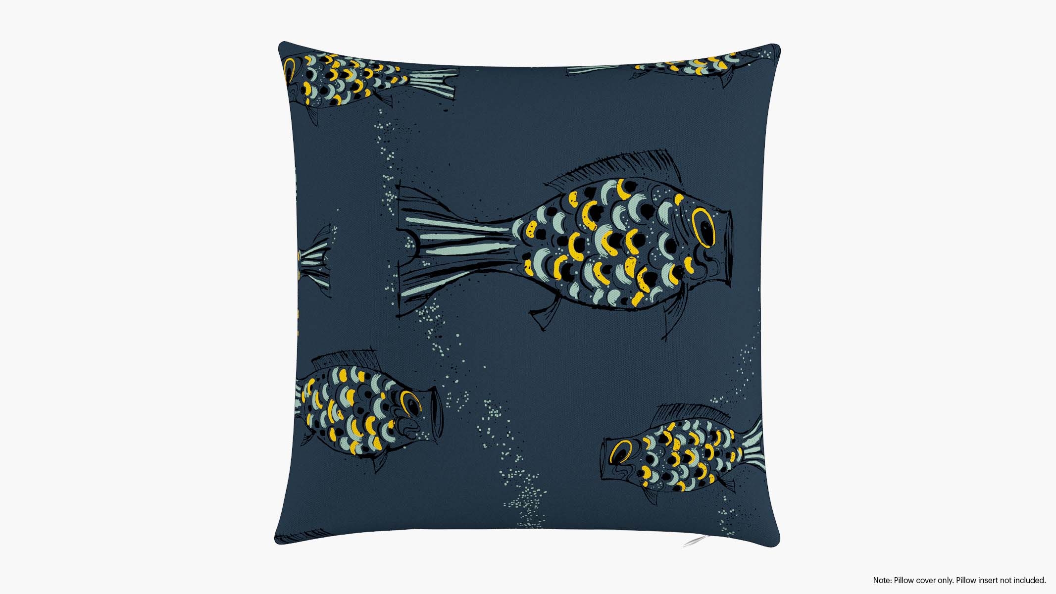 Throw Pillow Cover 20", Indigo Sakana, 20" x 20" - Image 0