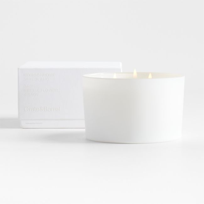 Monochrome No. 01 Blanc 3-Wick Scented Candle - Basil, Nettle Flower and Sage - Image 0