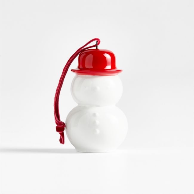 Ceramic Snowman with Red Hat Christmas Tree Ornament - Image 0