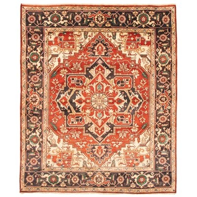 One-of-a-Kind Detrevion Hand-Knotted New Age 8'1" x 9'9" Wool Area Rug in Red/Blue - Image 0