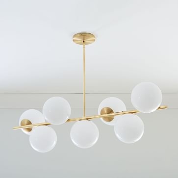Sphere + Stem 7-Light Chandelier, Brass/Milk - Image 3