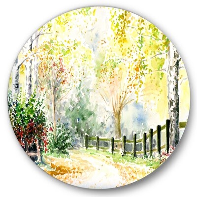 Autumn Countryside Landscape In The Afternoon - Traditional Metal Circle Wall Art - Image 0