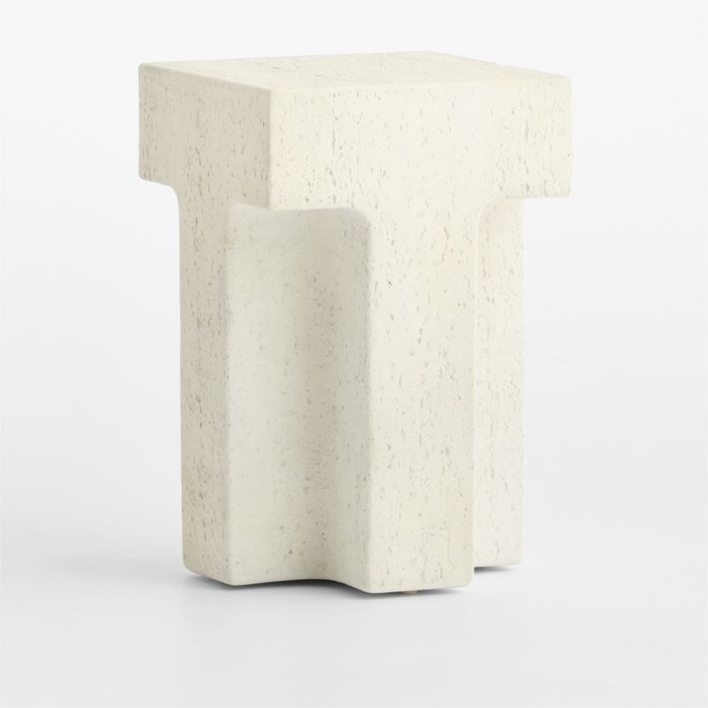 Tito Textured Faux Travertine 14" Side Table - Image 2
