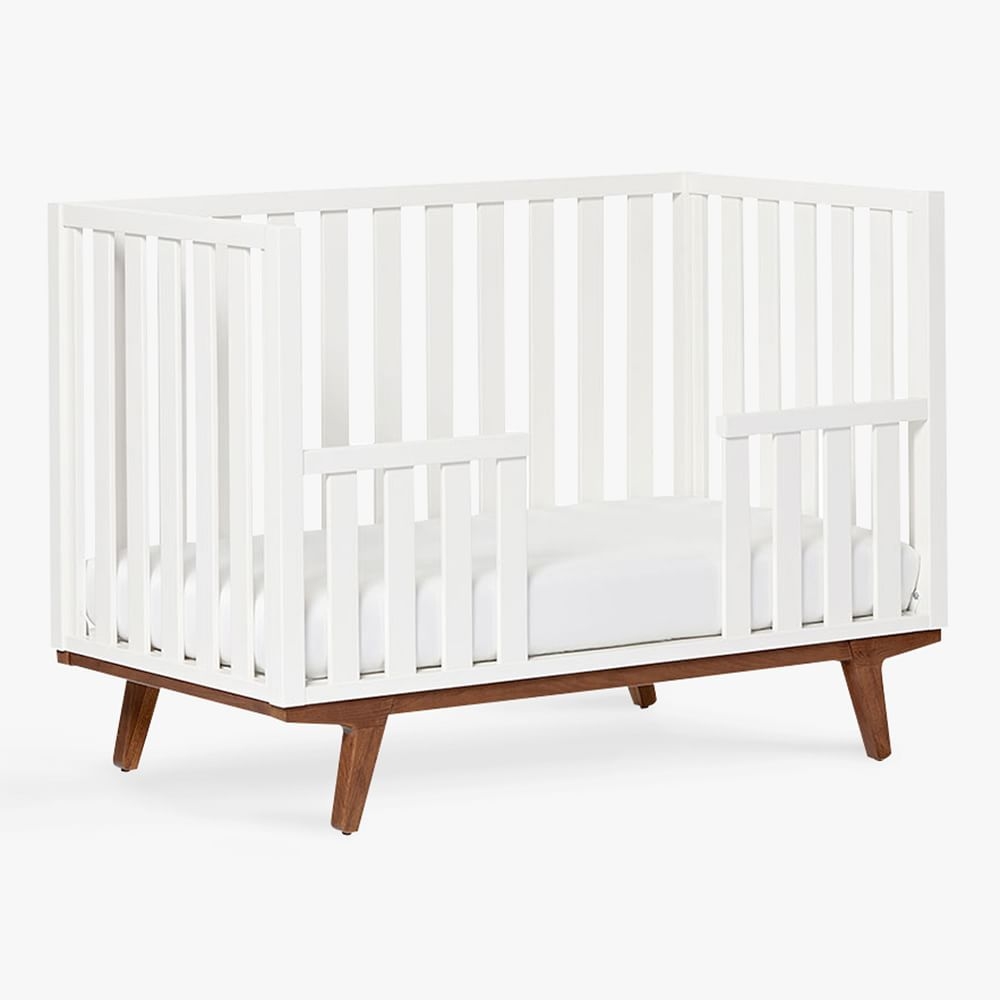 Modern Toddler Bed Conversion Kit, White/Pecan, WE Kids - Image 0
